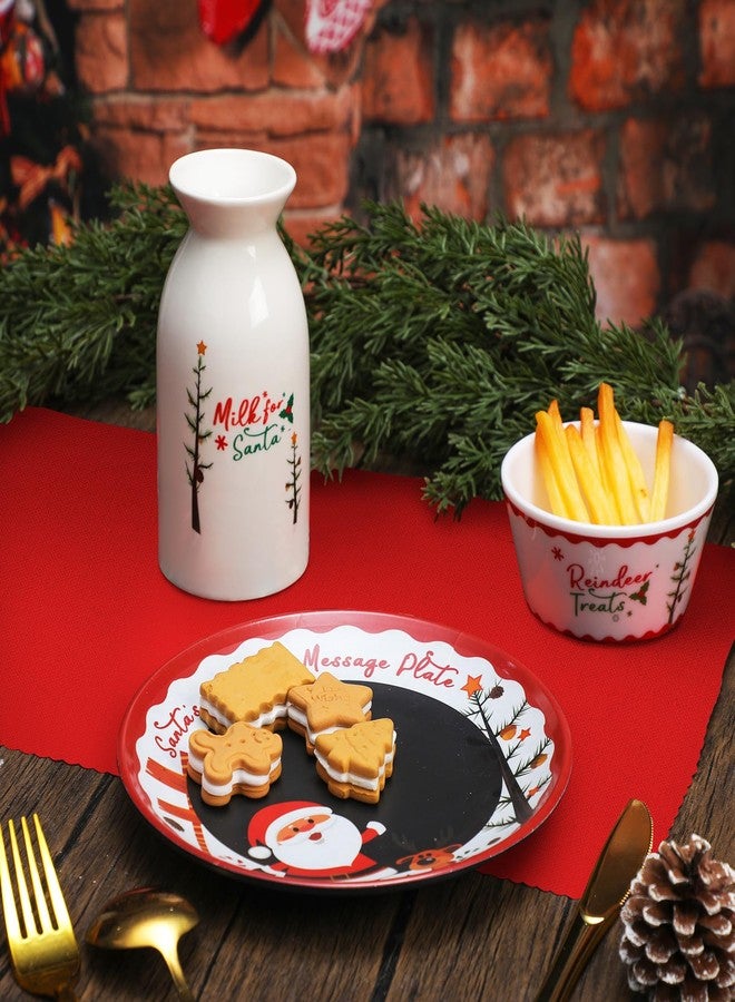 Nitial 4 Pcs Christmas Cookies for Santa Plate Set Message Santa Milk Jar Reindeer Treat Bowl Chalk Xmas Dinnerware Set for Christmas Eve Gift Holiday - Image 5